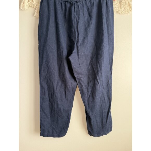 Quince 100% Linen European Tapered Ankle pant Deep Navy Relaxed Lagenlook XL - Picture 9 of 10